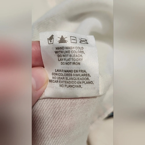 Ivory Infinity Scarf Colorful Ribbon Edging Pink Blue Feminine - Picture 3 of 6